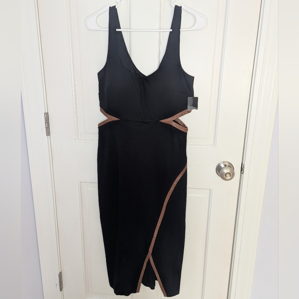 Guess Elegant Black And Brown Cut Out Body Con Dress Size 8